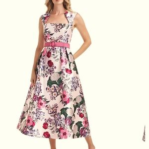 Kay Unger Floral Fit & Flare Cocktail Dress